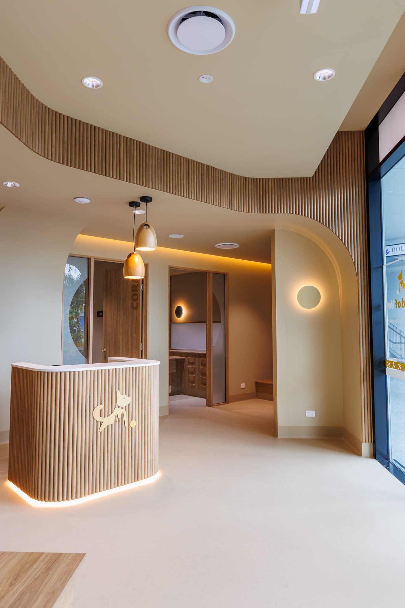 Reception and waiting area of My Kind of Vet, a calm purpose-built vet clinic in Ormeau, Gold Coast